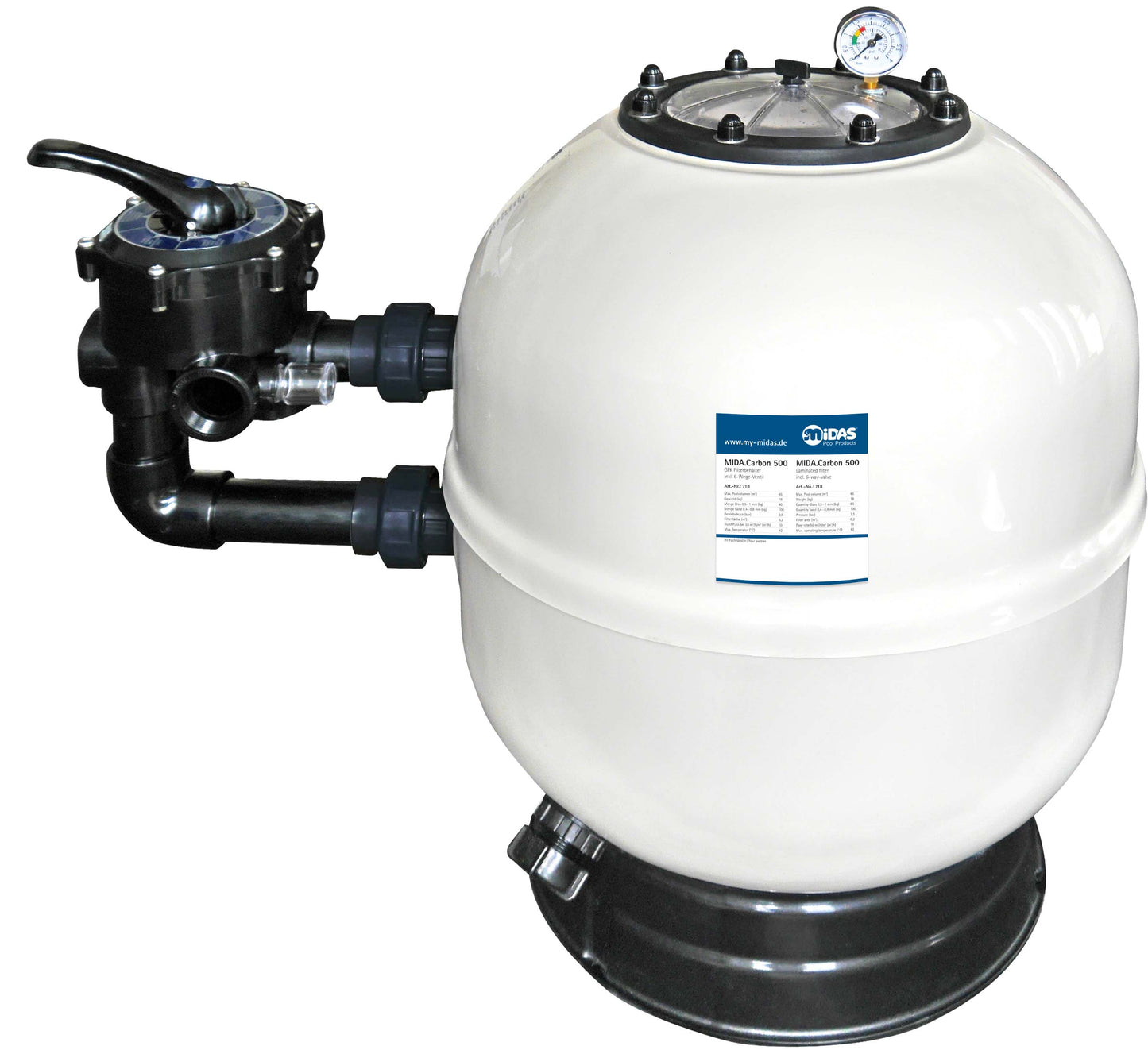 MIDA.Carbon 500 mm inkl. 6-Wege-Ventil 1 ½"